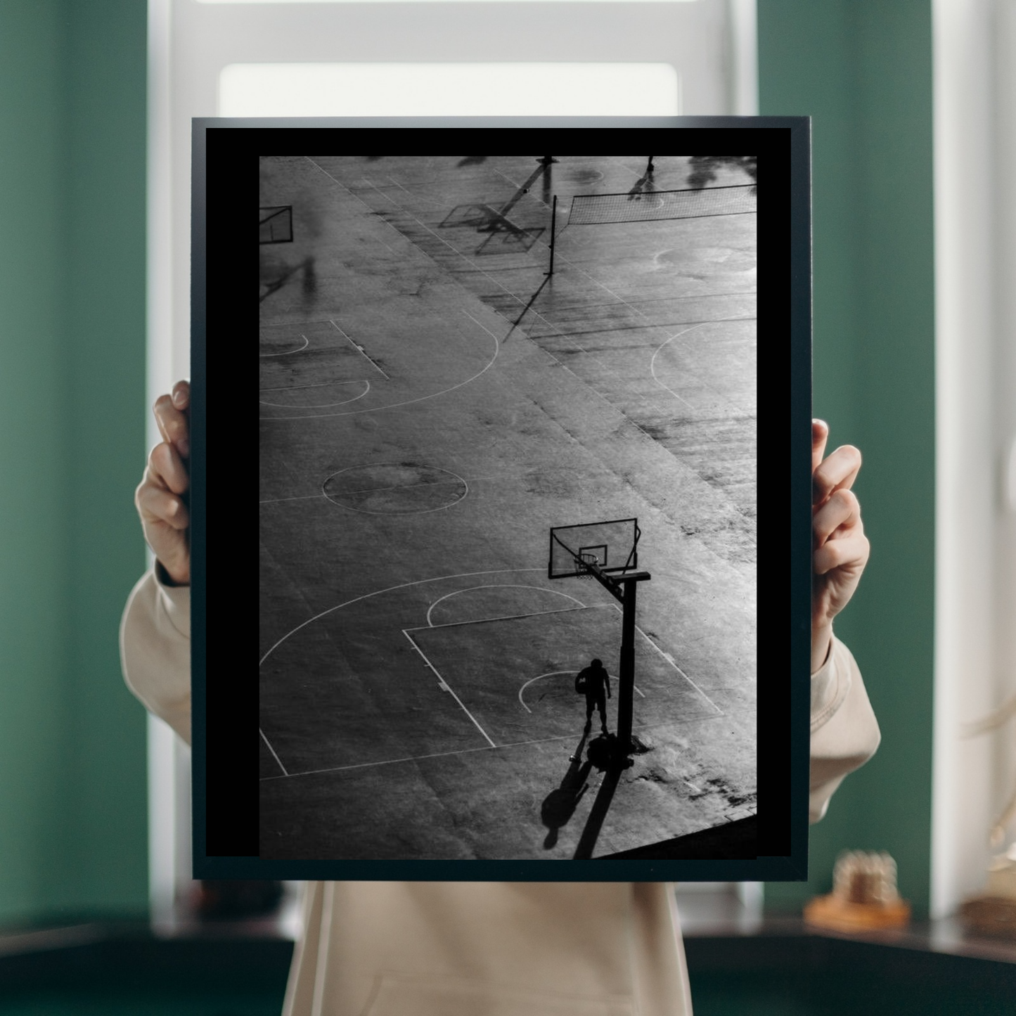 Affiche Terrain de Basket Noir et Blanc