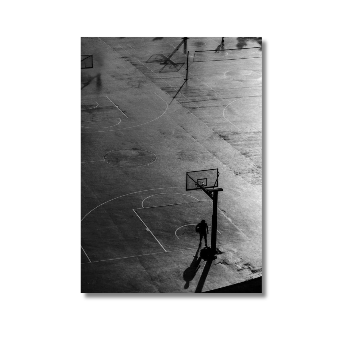 Affiche Terrain de Basket Noir et Blanc